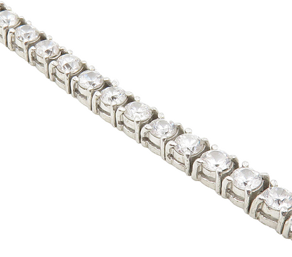 925 Sterling Silver  Prong Set Cubic Zirconia Shiny Tennis Bracelet  BT6069