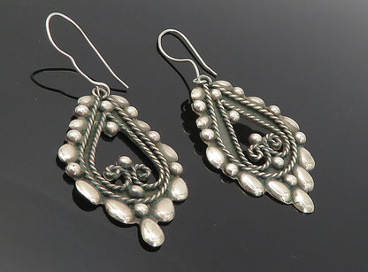 925 Sterling Silver Vintage Oxidized Twist Baroque Swirl Earrings EG4052