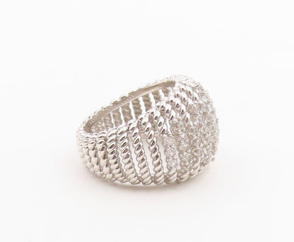 925 Sterling Silver Vintage Ring Round CZ Twisted Cable Band  Sz 7.5  RG36512