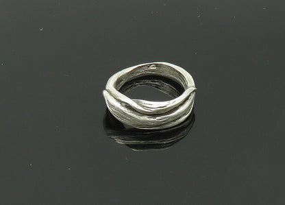 925 Sterling Silver  Vintage Shiny Modernist Sculpted Band Ring Sz 5  RG21429