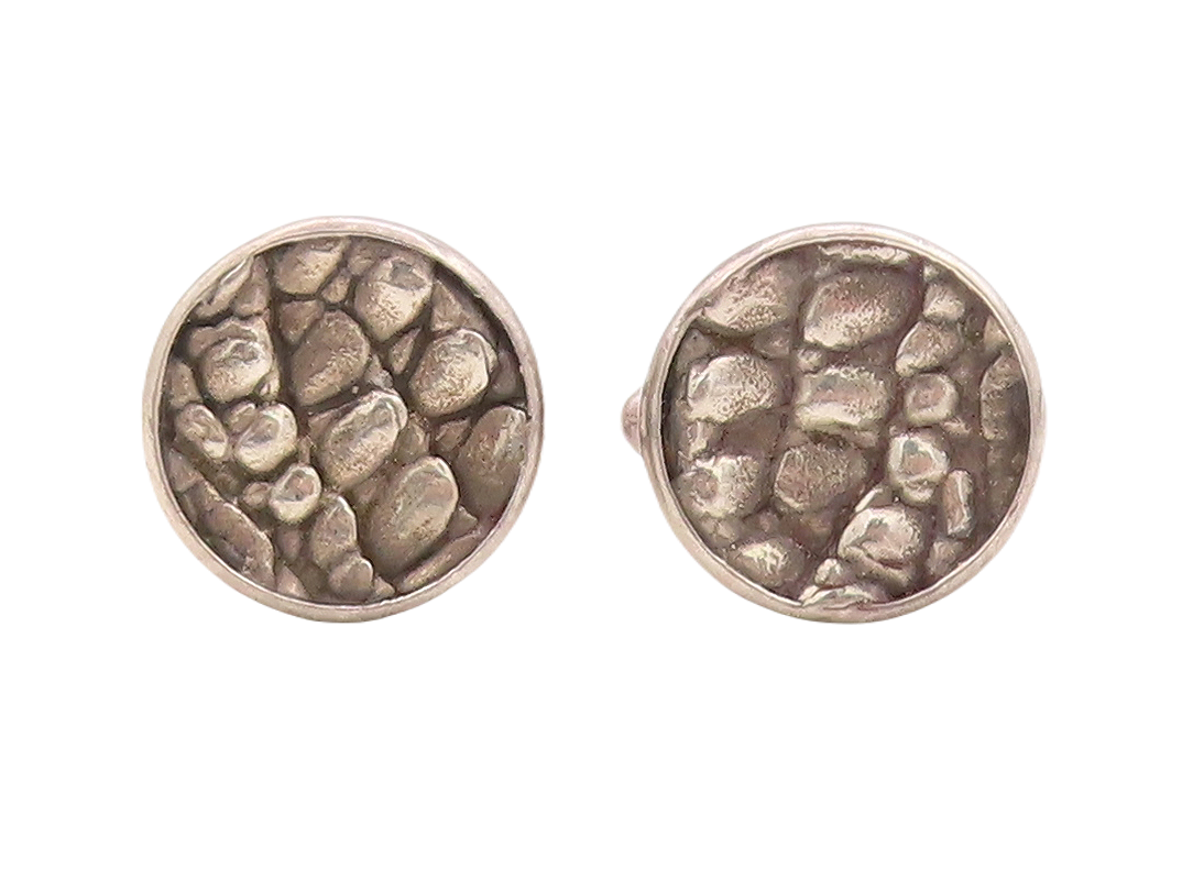 925 Sterling Silver Vintage Cuff Links PAMELA BLOOM Bubble Effect Carved TR3777