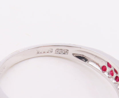 925 Sterling Silver Vintage Ring Amorphas Pearl Ruby Inlay Band  Sz 8  RG29914