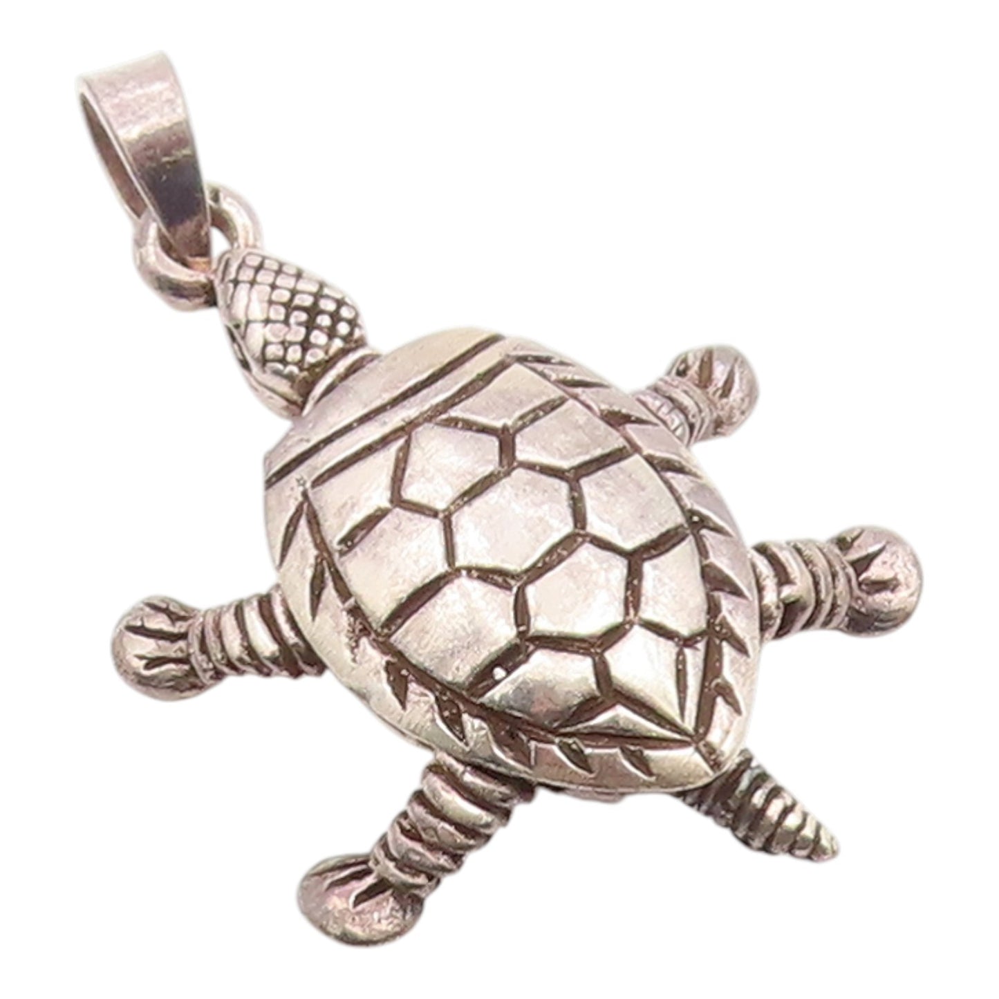 925 Sterling Silver Vintage Pendant Modernist Sea Turtle Charm Moves  PT26059