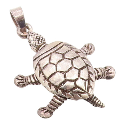 925 Sterling Silver Vintage Pendant Modernist Sea Turtle Charm Moves  PT26059