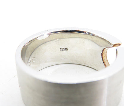 BREUNING 925 Silver  Vintage Two Tone Cutout Design Band Ring Sz 6.5  RG4681