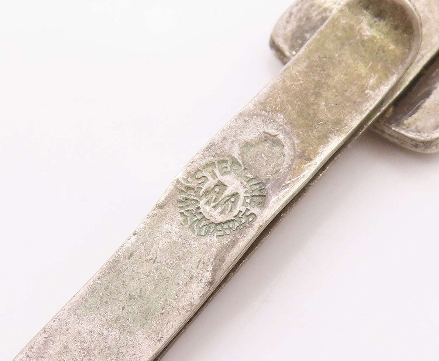 MEXICO 925 Sterling Silver   Vintage Oxidized Letter T Square Tie Clip  TR2041