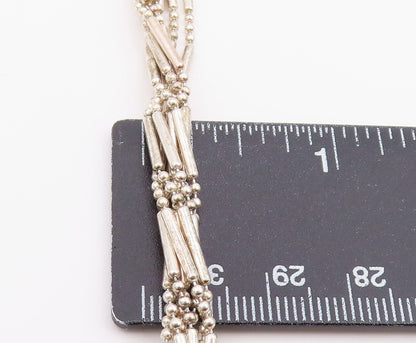 925 Sterling Silver Vintage Bracelet Multi Strand Geometric Bead Link  BT12150