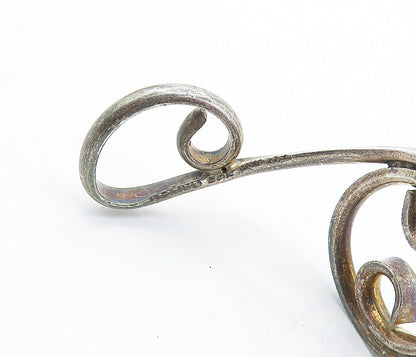 MEXICO 925 Silver  Vintage Dark Tone Baroque Swirl Cuff Bracelet  BT2991