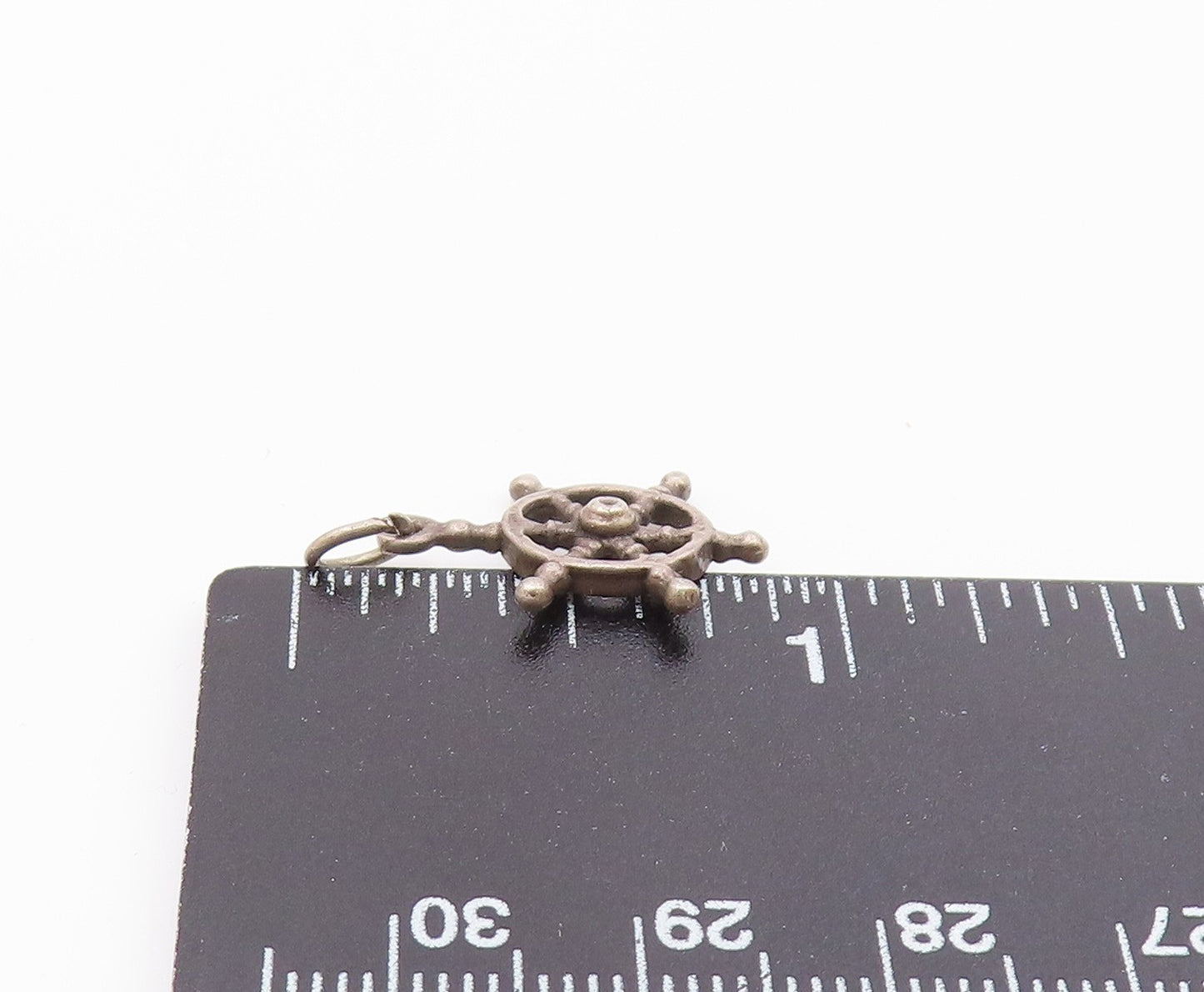 925 Sterling Silver  Vintage Captain Ship's Wheel Charm Pendant  PT21274
