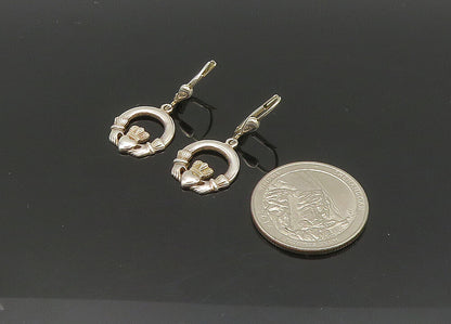 SOLVAR 925 Silver  Vintage Shiny Traditional Claddagh Dangle Earrings  EG10406