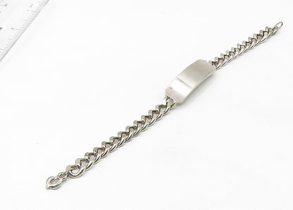 BOJAR 925  Silver  Vintage Smooth Bar Shiny Curb Link Chain Bracelet  BT8576