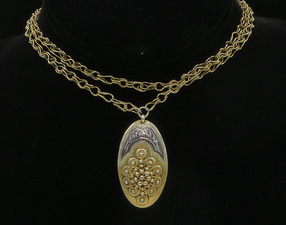 SIAM 925 Silver  Vintage Embellished Floral Design Chain Necklace  NE2312
