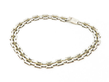 MEXICO 925 Sterling Silver  Vintage Shiny Hinge Link Chain Necklace  NE2744