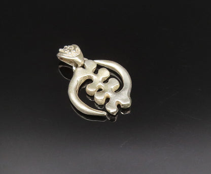 925 Silver  Vintage Carved Modernist Abstract Symbol Motif Pendant  PT21374