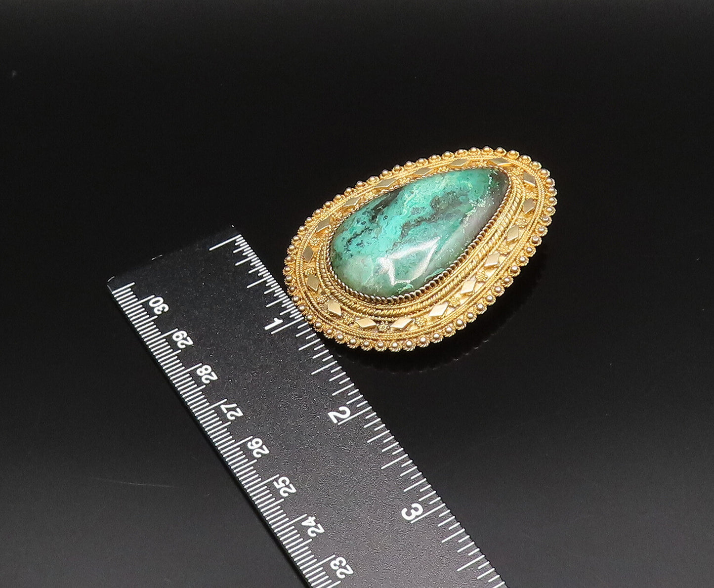 ISRAEL 925 Silver  Vintage Gold Plated Large Heavy Eilat Brooch Pin  BP9745