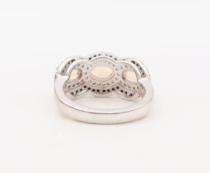 925 Sterling Silver Vintage Ring Oval Morganite Halo CZ & Spinel  Sz 7 RG30644