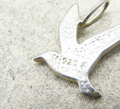 925 Sterling Silver  Vintage Flying Bird Drop Pendant  PT1756