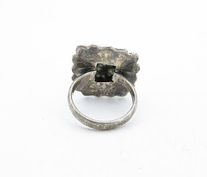 925 Sterling Silver  Vintage Ocean Jasper Twist Cocktail Ring Sz 9  RG5602
