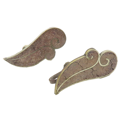 MEXICO 925 Silver  Vintage Inlaid Jasper Swirl Non Pierce Earrings  EG7537