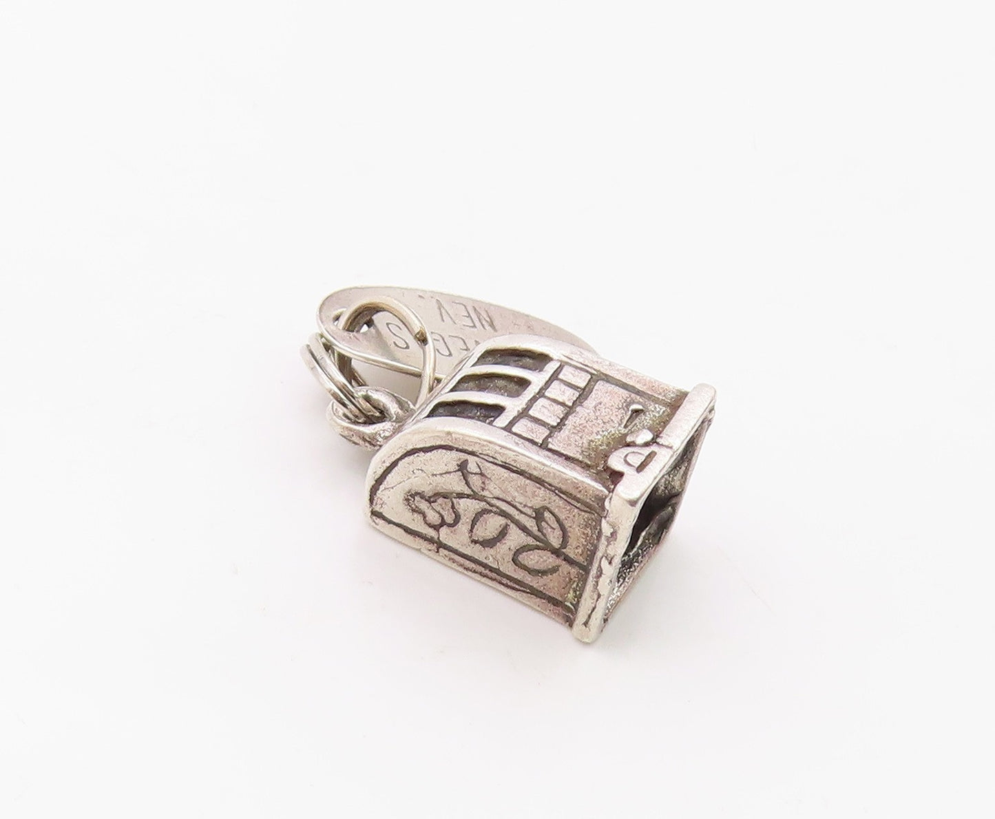 925 Sterling Silver  Vintage Slot Machine Gambling Motif Pendant  PT17829