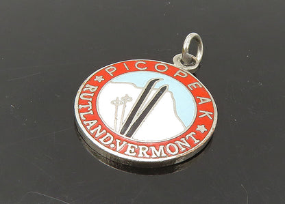 925 Sterling Silver  Vintage Enamel Rutland Vermont Souvenir Pendant  PT18326