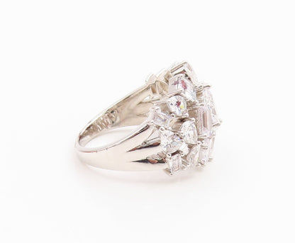 925 Sterling Silver Vintage Ring Multi Shape CZ Cluster Band  Sz 7.5  RG35370
