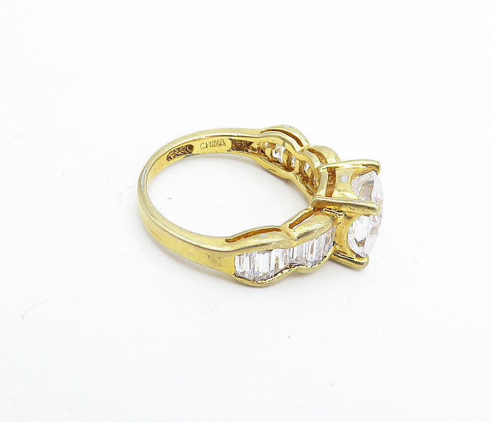 925 Sterling Silver  Cubic Zirconia Solitaire With Accents Ring Sz 6  RG5284