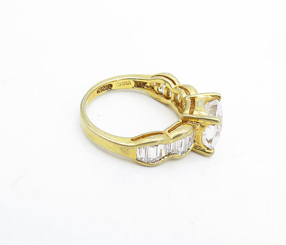 925 Sterling Silver  Cubic Zirconia Solitaire With Accents Ring Sz 6  RG5284