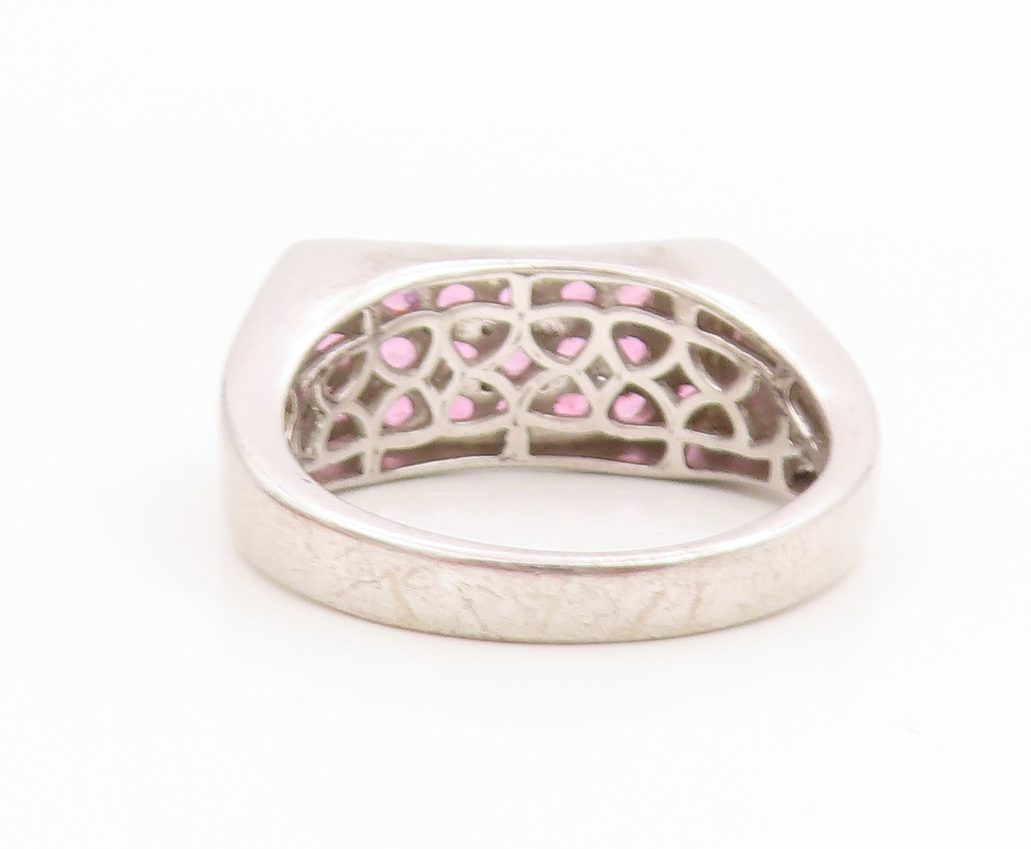 925 Sterling Silver Vintage Ring Elegant Amethyst Cluster Band  Sz 13  RG35754