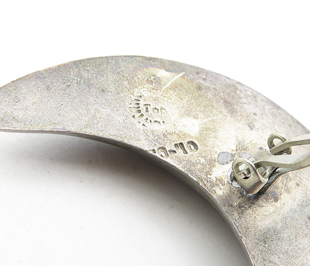 MEXICO 925 Sterling Silver  Vintage Crescent Moon Non Pierce Earrings  EG4307