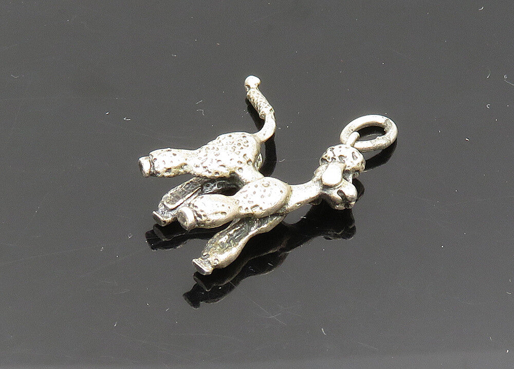 925 Sterling Silver  Vintage Shiny Petite Poodle Dog Animal Pendant  PT16386
