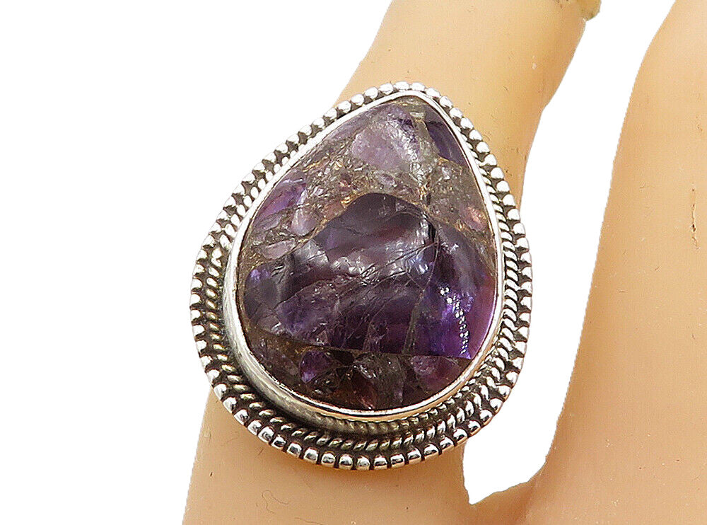 925 Sterling Silver  Cabochon Cut Jasper Tear Drop Cocktail Ring Sz 7  RG8050