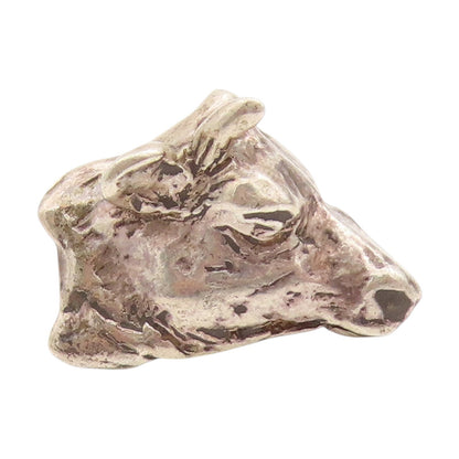 925 Sterling Silver Vintage Pin Etched Bull Head Sculpture Design Charm  TR4045