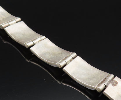 TEME NAVAJO 925 Silver  Vintage Rectangle Mother Of Pearl Link Bracelet BT9698