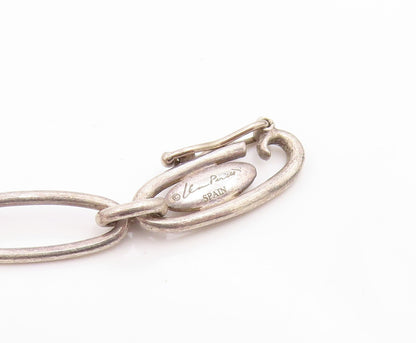 TIFFANY 925 Silver  Vintage Smooth Open Love Heart Chain Bracelet  BT7215