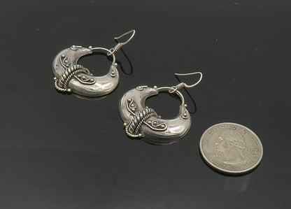 925 Sterling Silver  Vintage Shiny Hollow Swirl Twist Hoop Earrings  EG10136