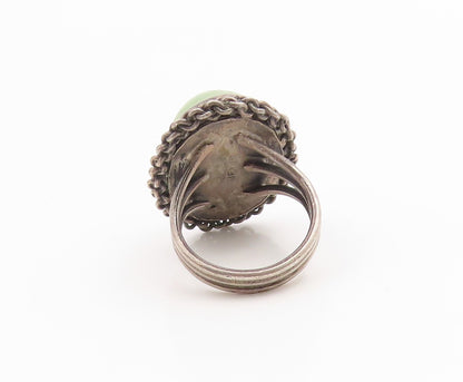 925 Sterling Silver Vintage Ring MEXICO Cabochon Jade Band  Sz 5.5  RG35857