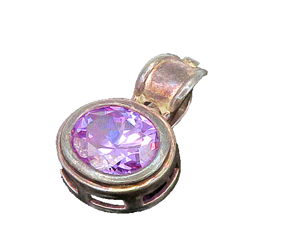 925 Sterling Silver  Vintage Purple Cubic Zirconia Dark Tone Pendant  PT17411