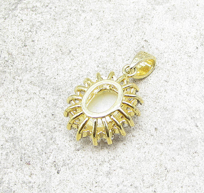 Gold Over 925 Sterling Silver Fire Opal & White Topaz Drop Pendant PT1133