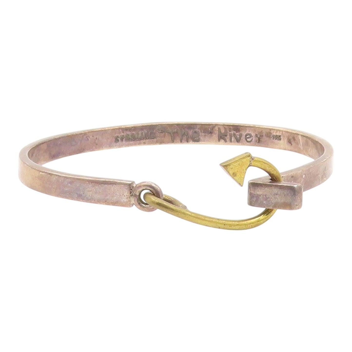 925 Sterling Silver  Vintage The River 2 Tone Arrow Bangle Bracelet  BT8925