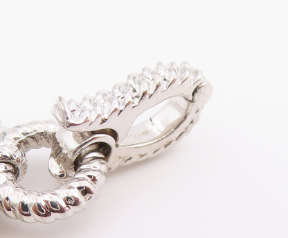 925 Sterling Silver Vintage Pendant Faceted Quartz Twisted Rope Drop  PT26527
