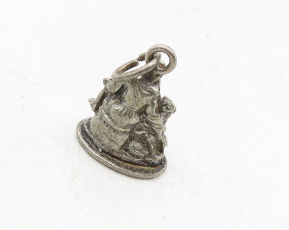 925 Sterling Silver  Vintage Antique Pieta Rome Statue Pendant  PT7196