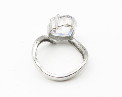 925 Sterling Silver  Cubic Zirconia Love Heart Cocktail Ring Sz 9  RG10631
