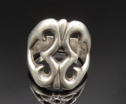 MEXICO 925 Sterling Silver Vintage Swirl Cut Out Wide Band Ring Sz 9 RG24607