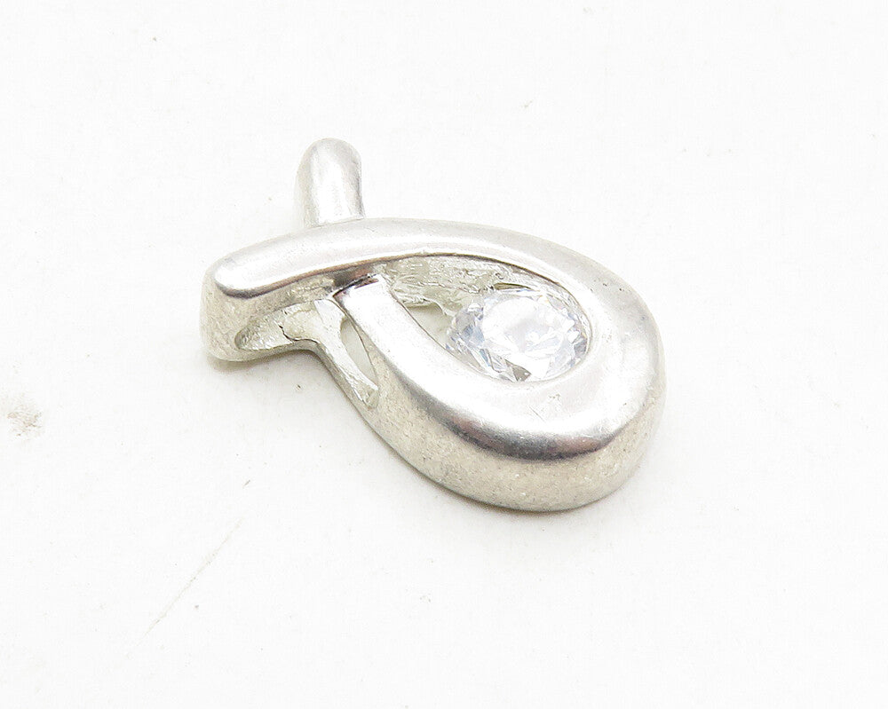 925 Sterling Silver  Topaz Petite Smooth Ribbon Design Slide  Pendant  PT7206