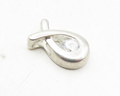 925 Sterling Silver  Topaz Petite Smooth Ribbon Design Slide  Pendant  PT7206