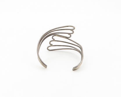 925 Sterling Silver  Vintage Angel Wings Split Bypass Cuff Bracelet  BT7112