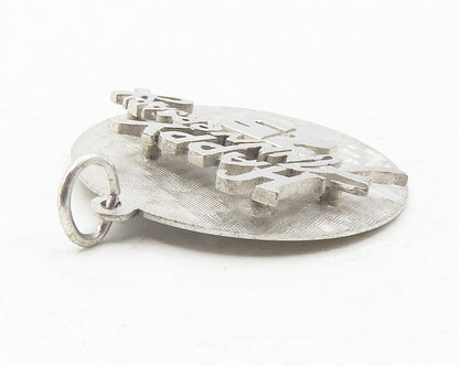 925 Sterling Silver  Shiny Etched Happy 25th Anniversary Drop Pendant  PT9632