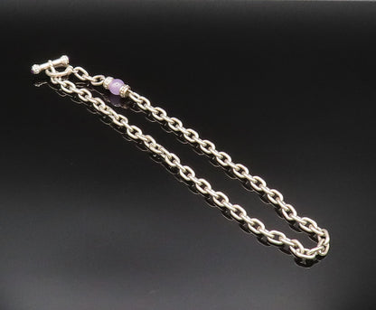 JUDITH RIPKA 925 Silver  Vintage Chalcedony & Amethyst Chain Necklace  NE3920