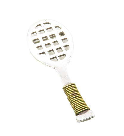 MEXICO 925 Sterling Silver  Vintage Two Tone Tennis Racket Brooch Pin  BP4727